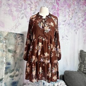 American Eagle Burgundy Floral Dress Size M